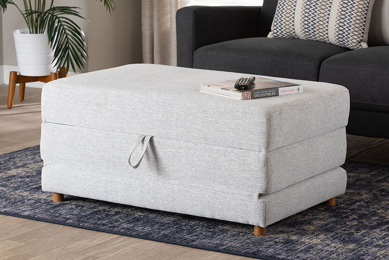 Lankston Modern Light Gray Fabric Convertible Sleeper Ottoman