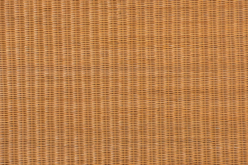 Elwood Bohemian Light Honey Scalloped Rattan Pitrit Queen Standalone Headboard Baxton