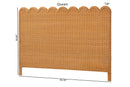 Elwood Bohemian Light Honey Scalloped Rattan Pitrit Queen Standalone Headboard Baxton
