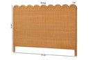 Elwood Bohemian Light Honey Scalloped Rattan Pitrit King Standalone Headboard Baxton