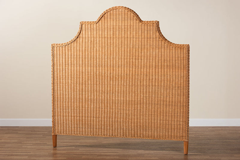 Alira Bohemian Light Honey Rattan Queen Size Standalone Headboard Baxton