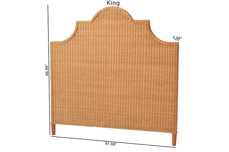 Alira Bohemian Light Honey Rattan Queen Size Standalone Headboard Baxton