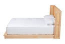 Derenik Japandi Natural Brown Wood Queen Size Platform Bed with Woven Rattan Baxton