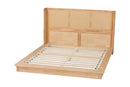 Derenik Japandi Natural Brown Wood Queen Size Platform Bed with Woven Rattan Baxton