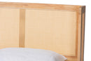 Derenik Japandi Natural Brown Wood Queen Size Platform Bed with Woven Rattan Baxton