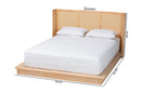 Derenik Japandi Natural Brown Wood Queen Size Platform Bed with Woven Rattan Baxton