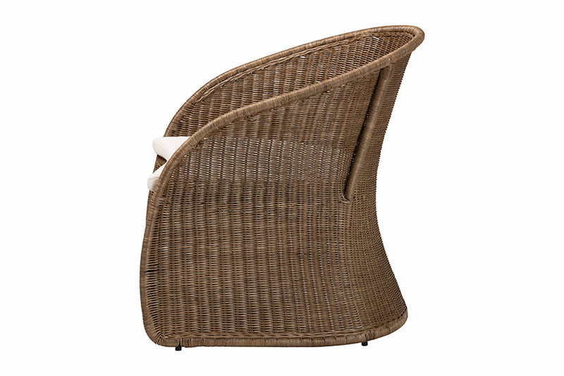 Jasmine Bohemian Greywashed Rattan Accent Chair Baxton