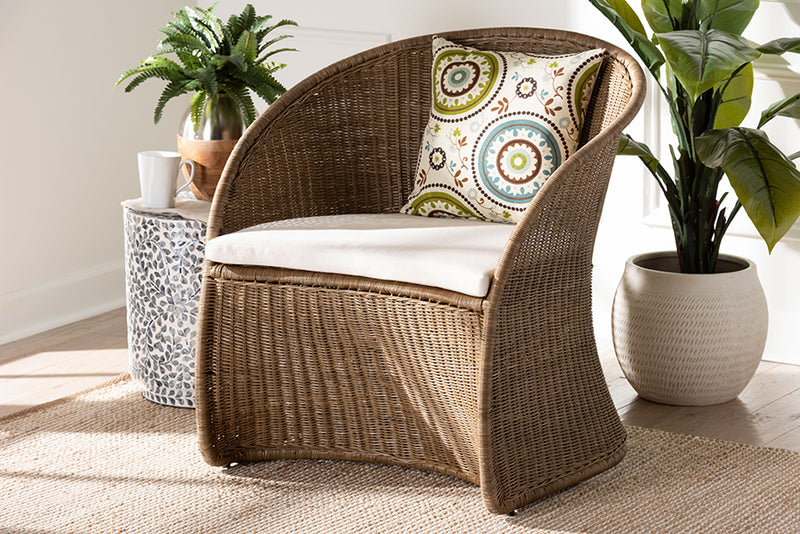 Jasmine Bohemian Greywashed Rattan Accent Chair