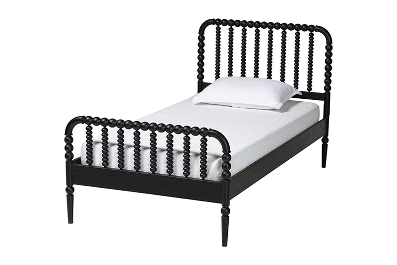 Laverne Mid-Century Black Twin Size 4-Piece Bobbin Bedroom Set Baxton