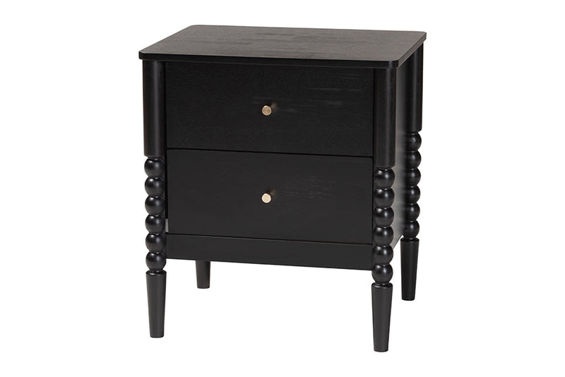 Laverne Mid-Century Black Twin Size 4-Piece Bobbin Bedroom Set Baxton