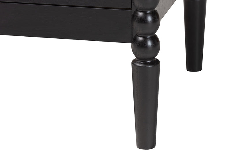 Laverne Mid-Century Black Twin Size 4-Piece Bobbin Bedroom Set Baxton