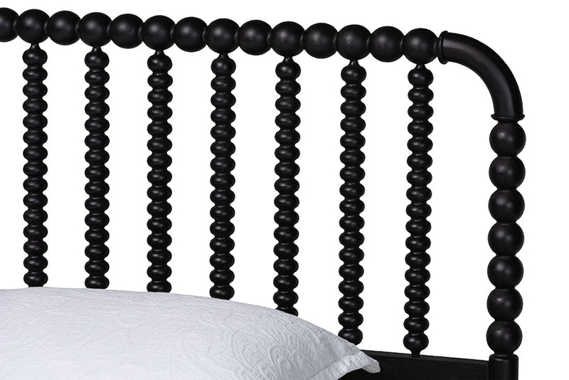 Laverne Mid-Century Black Twin Size 4-Piece Bobbin Bedroom Set Baxton