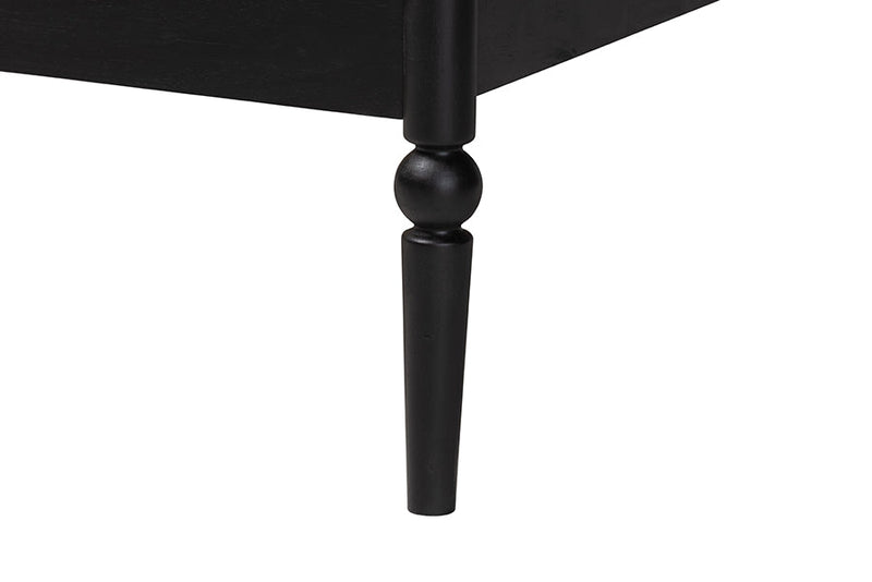 Laverne Mid-Century Black Twin Size 4-Piece Bobbin Bedroom Set Baxton