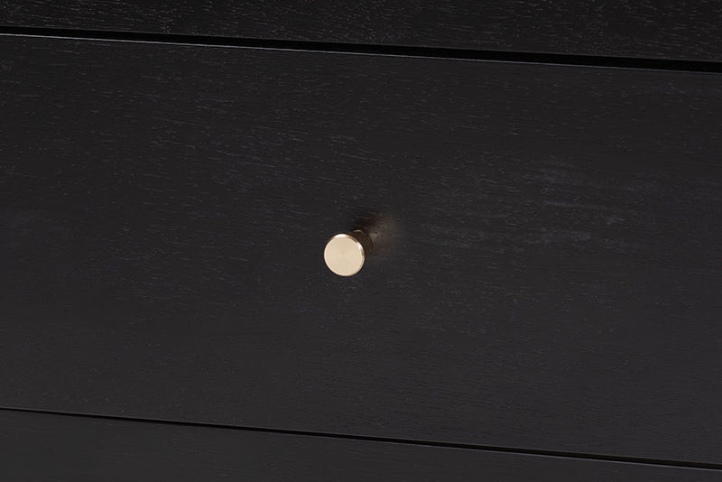 Laverne Black Twin Size 5-Piece Bobbin Bedroom Set Baxton