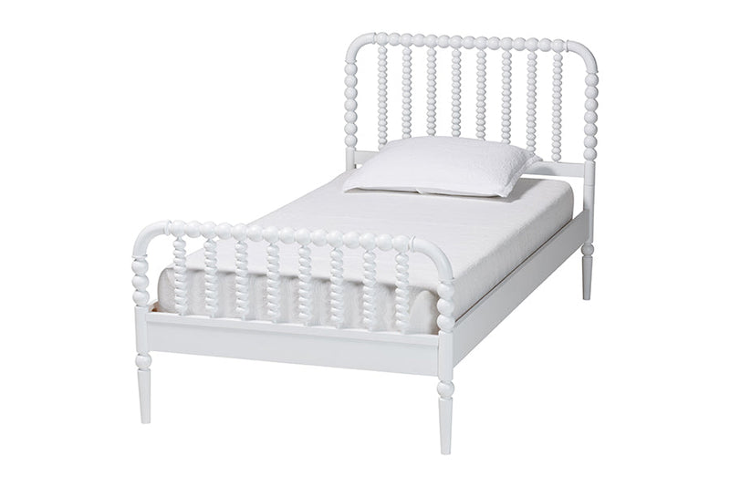 Laverne Mid-Century White Twin Size 3-Piece Bobbin Bedroom Set Baxton