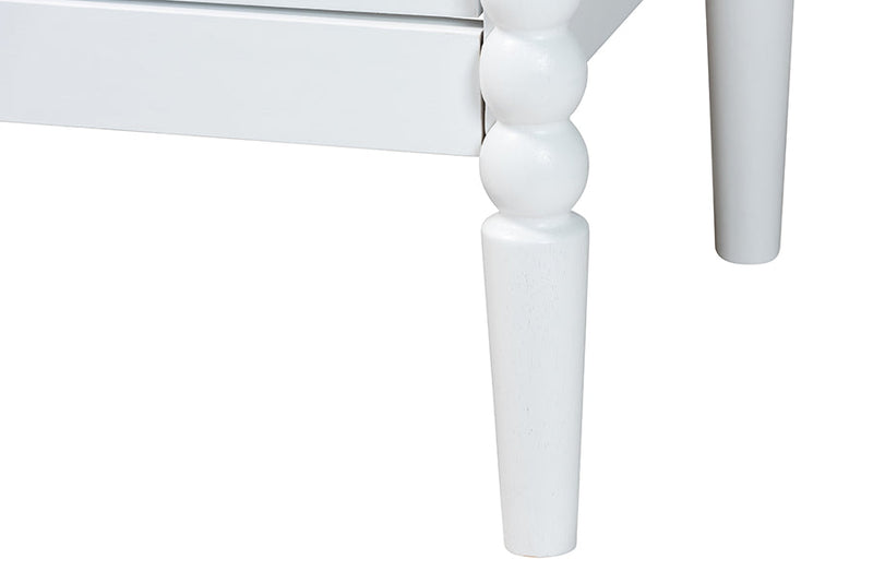 Laverne Mid-Century White Twin Size 3-Piece Bobbin Bedroom Set Baxton