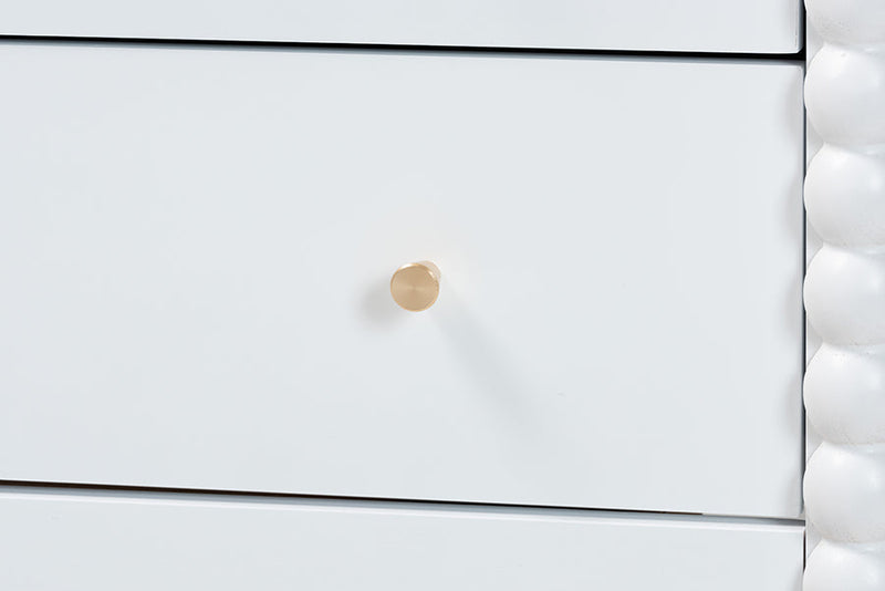 Laverne White Twin Size 5-Piece Bobbin Bedroom Set Baxton