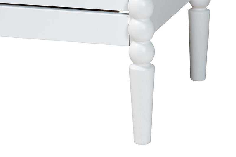 Laverne Mid-Century White Twin Size 5-Piece Bobbin Bedroom Set Baxton