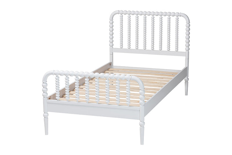 Laverne White Twin Size Bobbin Bed Baxton