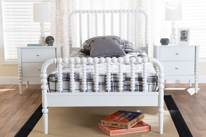 Laverne White Twin Size Bobbin Bed Baxton
