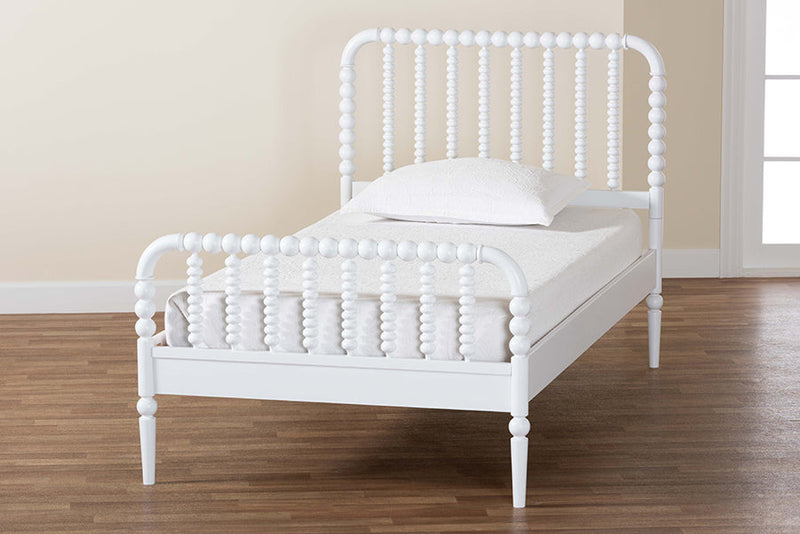 Laverne White Twin Size Bobbin Bed Baxton