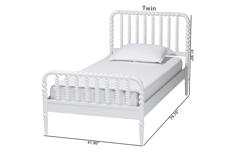 Laverne White Twin Size Bobbin Bed Baxton