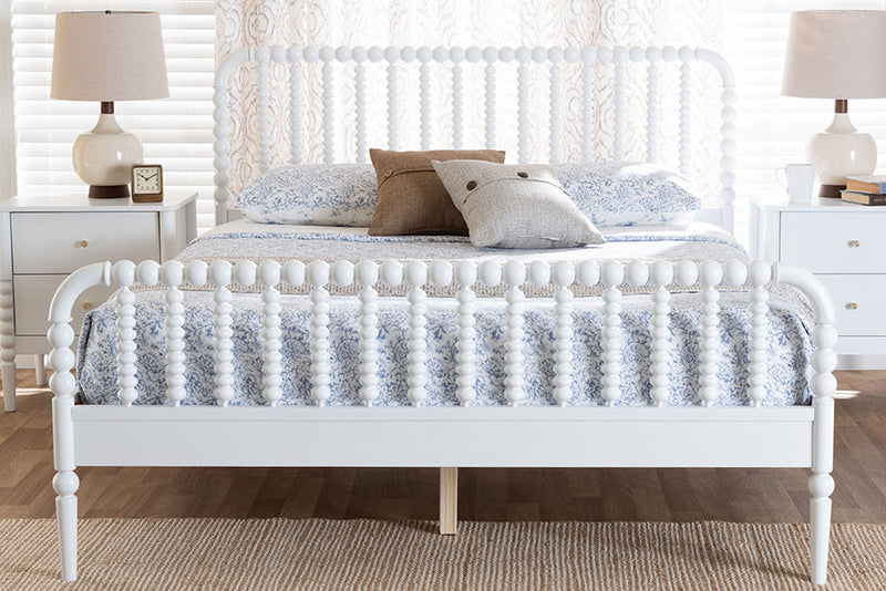 Laverne White Queen Size Bobbin Bed Baxton
