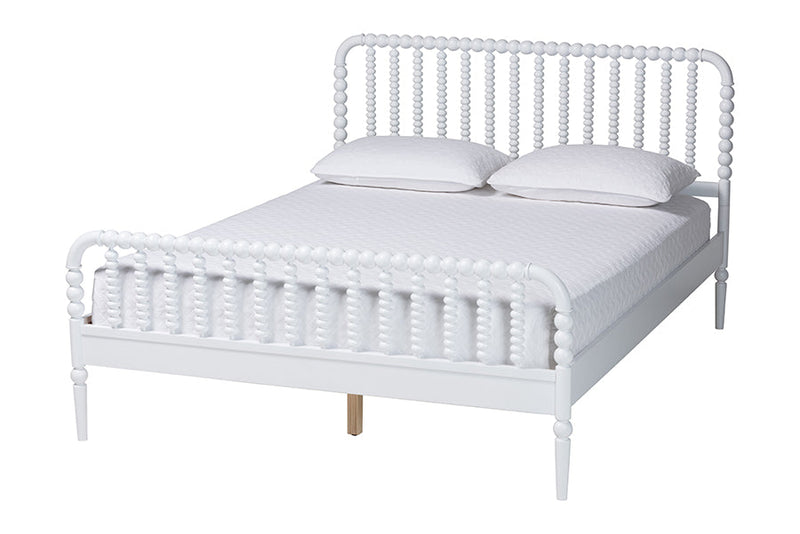 Laverne White Queen Size 4Pc Bobbin Bedroom Set Baxton