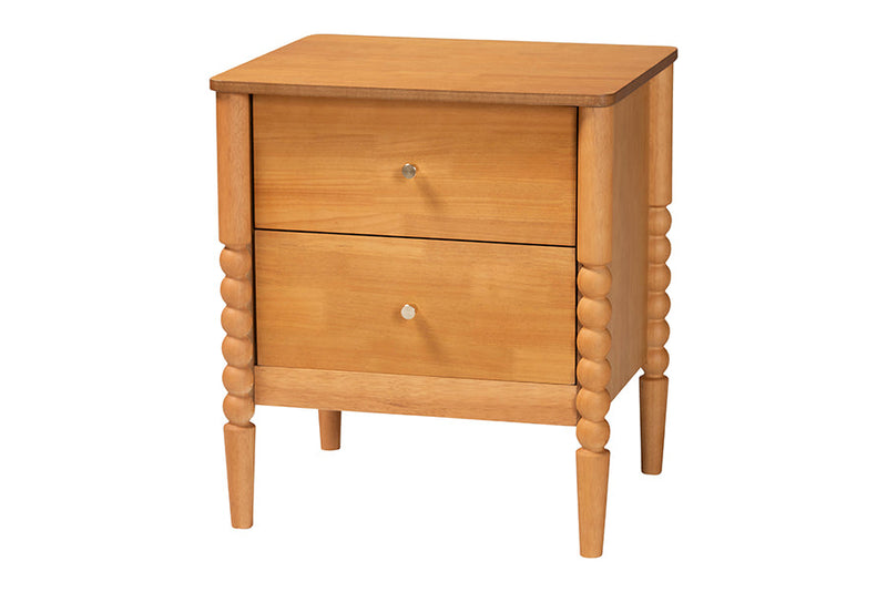 Laverne Oak Brown Queen Size 4Pc Bobbin Bedroom Set Baxton