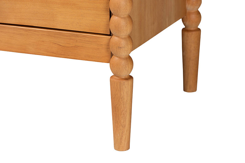 Laverne Oak Brown Queen Size 4Pc Bobbin Bedroom Set Baxton