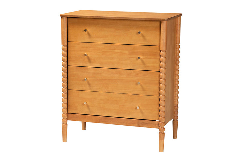 Laverne Oak Brown Queen Size 5-Piece Bobbin Bedroom Set Baxton