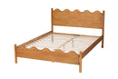 Whitby Modern Oak Brown Wood Queen Platform Bed with Scalloped Edges Baxton