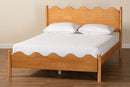Whitby Modern Oak Brown Wood Queen Platform Bed with Scalloped Edges Baxton
