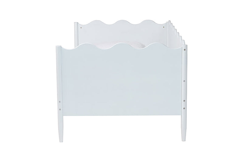 Whitby Modern White Wood Full Daybed with Scalloped Edges Baxton