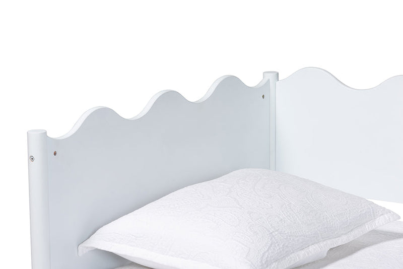 Whitby Modern White Wood Full Daybed with Scalloped Edges Baxton