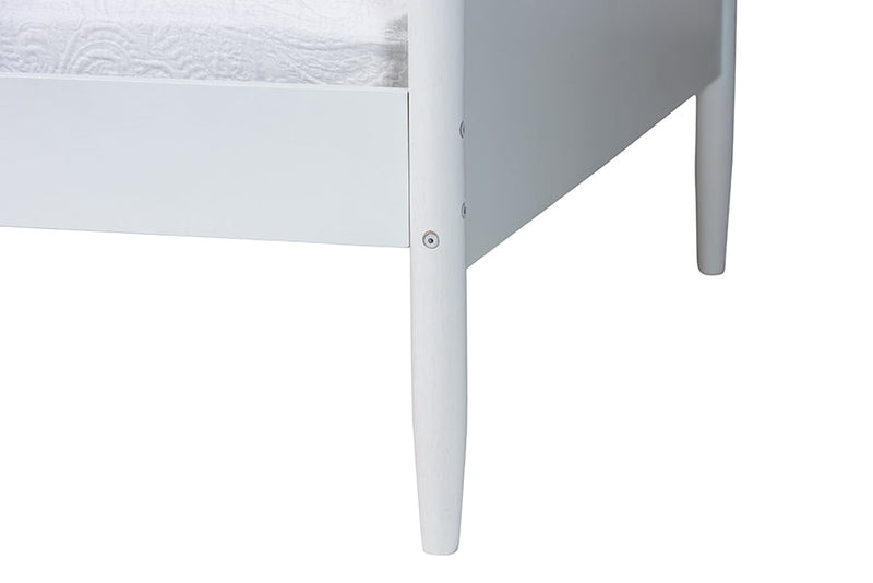 Whitby Modern White Wood Full Daybed with Scalloped Edges Baxton