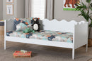 Whitby Modern White Wood Full Daybed with Scalloped Edges Baxton