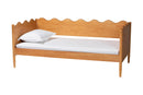 Whitby Modern Oak Brown Wood Full Daybed with Scalloped Edges Baxton