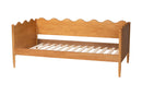 Whitby Modern Oak Brown Wood Full Daybed with Scalloped Edges Baxton