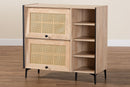 Serra Oak Brown Wood Shoe Cabinet w/Flipper Doors Baxton