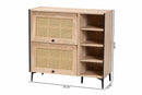 Serra Oak Brown Wood Shoe Cabinet w/Flipper Doors Baxton