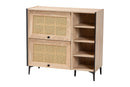 Serra Oak Brown Wood Shoe Cabinet w/Flipper Doors Baxton