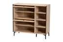Serra Oak Brown Wood Shoe Cabinet w/Flipper Doors Baxton