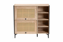 Serra Oak Brown Wood Shoe Cabinet w/Flipper Doors Baxton