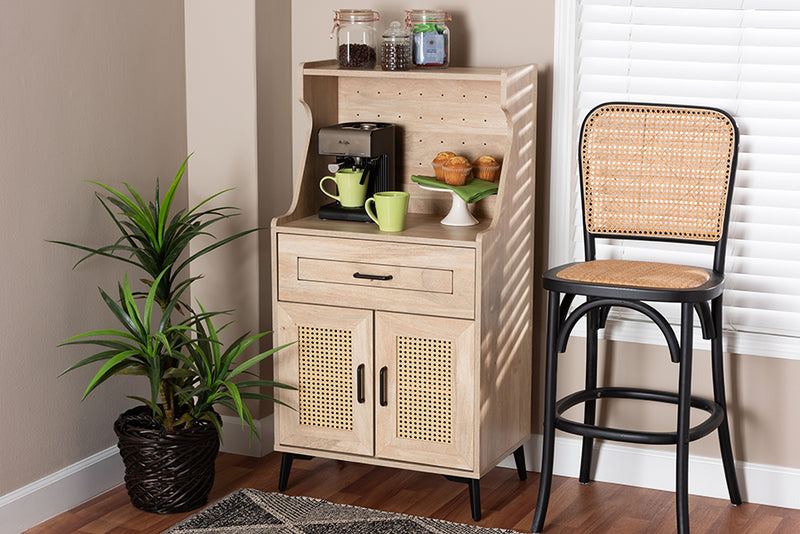 Charmant Mid-Century Modern Oak Brown Wood Kitchen Cabinet