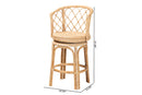 Nivernais Bohemian Light Honey Rattan Swivel Counter Stool Baxton