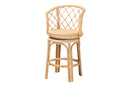 Nivernais Bohemian Light Honey Rattan Swivel Counter Stool Baxton