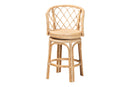 Nivernais Bohemian Light Honey Rattan Swivel Counter Stool Baxton