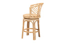 Nivernais Bohemian Light Honey Rattan Swivel Counter Stool Baxton