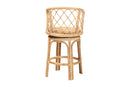 Nivernais Bohemian Light Honey Rattan Swivel Counter Stool Baxton